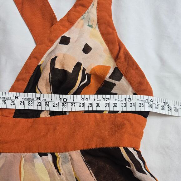 French Connection Italian Summer Tennis core Boho Babydoll Maxi Dress Size 4 - Picture 11 of 12